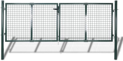Stalen Tuinpoort met Slot 306x100 cm Groen