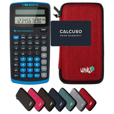 TI-30 ECO RS incl. WYNGS Beschermhoes Rood - Wetenschappelijke Rekenmachine - Basis Pakket