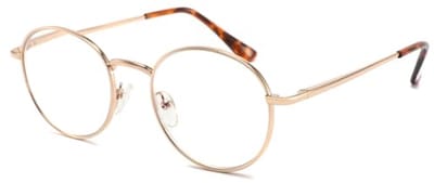 Leesbril met Blauwlichtfilter voor Heren en Dames - UV400, Veerscharnier, Metaal, Goud, Rond