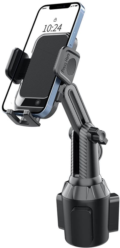 Autotelefoonhouder - Telefoonhouder Auto - Autoaccessoires - Verstelbaar - 360° draaibaar met vergrendeling - Universeel - Past in bekerhouders - Zwart