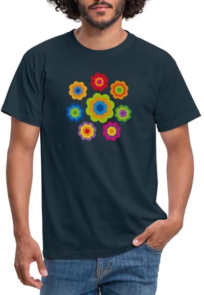 Flower Power 70er Jaren Hippie Bloemen Kostuum T-Shirt Heren