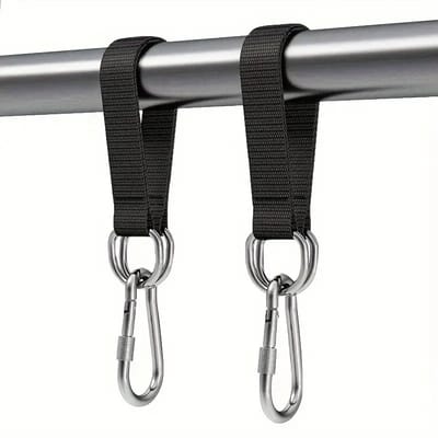 Bevestigingsset voor hangmatten (inclusief 2 ophangbanden, 2 robuuste karabijnhaken) – Ophangbanden / verbindingsbanden – Geschikt voor het ophangen van hangmatten en schommels – Geschikt voor kamperen en buiten – 25 cm