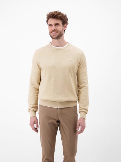 LERROS Sportieve gebreide trui , Maat: M , Kleur: TENDER BEIGE MELANGE , 100% katoen