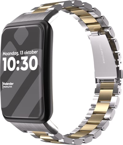 Strap-it Stalen schakel bandje - geschikt voor Oppo Watch Free - zilver/goud