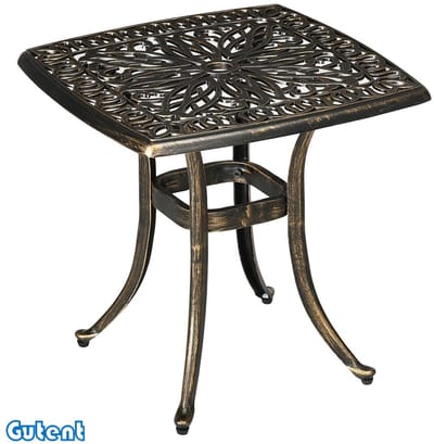 Gutent Tuintafel-Vintage Deco-Design-Met Paraplugat-Gegoten Aluminium-Brons-54 x 54 x 52,5 cm