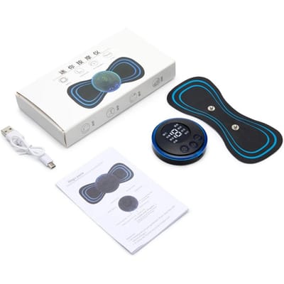 Masseur d'Épaule Électrique EMS Patch Cervical Dorsal 8 Modes 19 Vitesses Soulager la Fatigue Musculaire Mini Appareil de Massage black