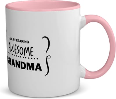 Akyol - i am a freaking awesome grandma koffiemok - theemok - roze - Oma - geweldige oma - liefste oma - verjaardag - cadeau - kado - bedankje - geschenk - 350 ML inhoud
