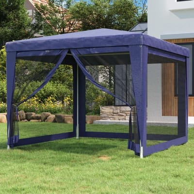 Tuinpaviljoen - Partytent Feesttent - Buitenfeesten Organiseren - Met 4 Netstof Zijwanden - 3 x 3 Meter - Blauw
