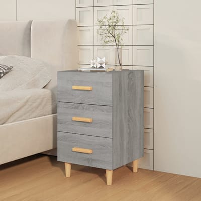 vidaXL - Nachtkastje - 40x40x66 - cm - bewerkt - hout - grijs - sonoma - eikenkleurig
