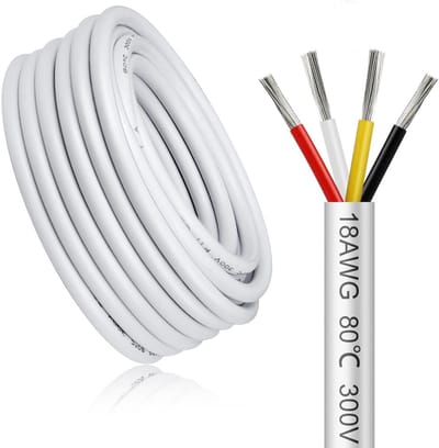 10 Meter Elektrische Kabel 4-aderig 18 AWG 0,75 mm² Wit