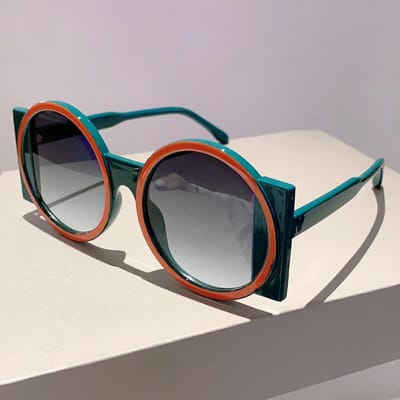 Luxe Y2K Oversized Ronde Zonnebril Dames Heren Vintage Punk Groot Montuur Kleurrijke Glazen UV-Bescherming