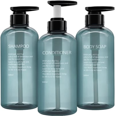 Famanu – Shampoo- en lotiondispensers 500 ml met pomp – Set van 3 – Voor badkamer en hotel