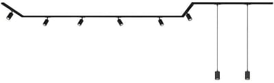 BRILONER Rail - Railverlichting set - opbouwspots + hanglampen - opbouwrail - 6x GU10 spots - draaibaar - 525 cm - zwart