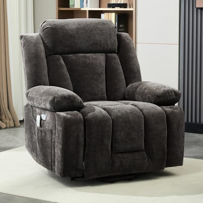STILVORA Elektrische Relaxfauteuil 95x94x107cm – Massage Met Lendenverwarming – Traploze Kanteling & Sta-Op Functie – Met USB – Stof – Bruin