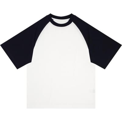 Casual Ronde Hals met Contrasterende Kleur G Zwaar Katoen Heren T-shirt met Korte Mouwen Zomer Raglan Losse Top Herenkleding XS white