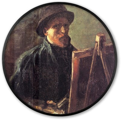 Poster in lijst Rond - Fotolijst 60x60 cm - Posters - Zelfportret als schilder - Vincent van Gogh - Ronde posterlijst zwart - Decoratie - Wanddecoratie woonkamer - Muurdecoratie slaapkamer