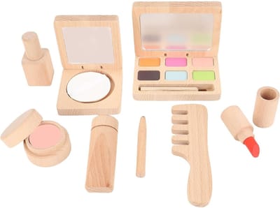 Houten Speelgoed Make-up Set voor Kinderen - Cosmetica Kit met Lippenstift, Nagellak en Oogschaduw - Rollenspel Salon Speelset voor Meisjes van 3 tot 6 Jaar