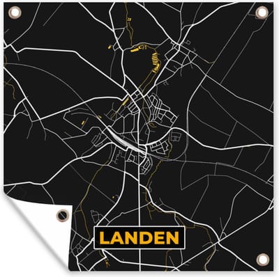 Tuin poster Kaart - Plattegrond - Landen - Goud - Stadskaart - 200x200 cm - Tuindoek
