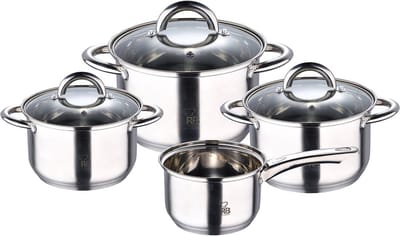 Renberg Alexander Pannenset- RVS- Inductie - 7 delig - 4 Kookpannen 16 - 18 - 20 - 24 cm +3 Deksels