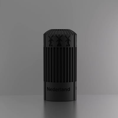 3d-gezellig Napels met molen + tekst Nederland - Vaas - Zwart - Maat 25 cm - 100% gerecycled PLA (bioplastic)