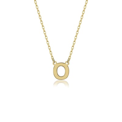 Letter O Initial Gold Plated Ketting Zilver (925 sterling) Trendy Minimalistisch Combi Bedel Goudkleurig Dames Meisje | Cadeau Voor Vrouw