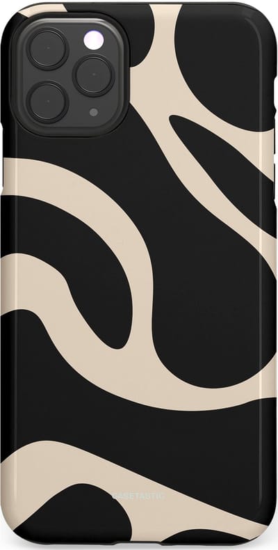 Casetastic hoesje geschikt voor Apple iPhone 11 Pro Max - Dubbellaagse bescherming - Zwart Zand Organische Golven - Fashion Case - Zwart Zand