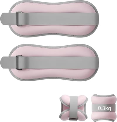 Verstelbare gewichtsmanchetten voor enkels en benen, ideaal voor fitness, yoga en revalidatie, 2 stuks van 0,3 kg elk