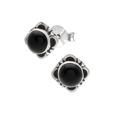 WeLoveSilver - zilveren oorstekers - ronde onyx - hypoallergeen