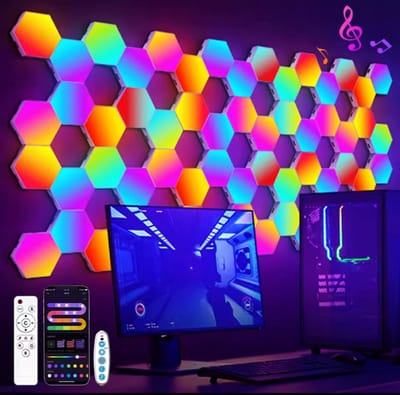 Hexagon LED Wandlamp RGB – Muziek Sync & 16 Miljoen Kleuren – Smart App Verlichting – 20 Zeshoek Panelen - Game - Game kamer - Gameroom