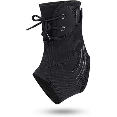 Nieuwe Enkelbrace Vier Veren Vaste Druk Sport Enkelbrace Anti-verstuiking Enkelbrace Vetersluiting Type Duurzaam S zwart