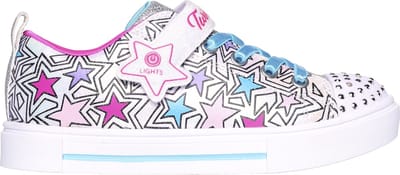 Skechers Twinkle Sparks - Shimmer Star Meisjes Sneakers - Wit - Multicolour