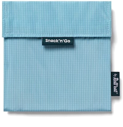 Snack'n'Go Active Zilver Blauw - Herbruikbaar Boterhamzakje en Snackverpakking - Sluiting met klittenband - BPA-vrij - Waterdichte binnenlaag - Wasbaar tot 60°C