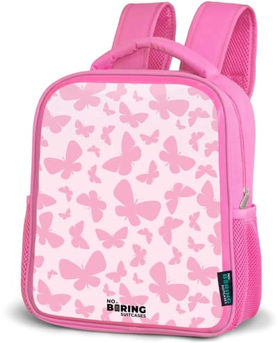 NoBoringSuitcases.com® - Rugzak roze - Schooltas meisjes - Roze vlinders - Kinder rugtas meisje - Boekentas kind - Kinderrugzak voor school - Schoolrugzak