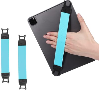 2-stuks Tablet polsband - Elastische tablet handband - Tablet valbeschermingsband - Multifunctionele tablet handgreepband - Elastische band - 20 cm - Geschikt voor 10,5-inch tablets en e-readers - Blauw