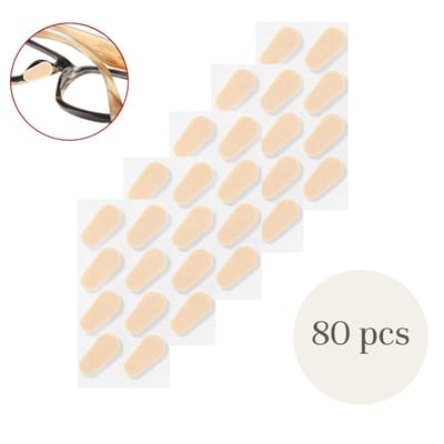80 stuks - Khaki neuspads voor brillen - Zelfklevend - Drukverlagend en antislip - Make-upbestendig - Geschikt voor acetaatmonturen en neuspads van PVC/metaal - 1,6*0,8*0,15 cm