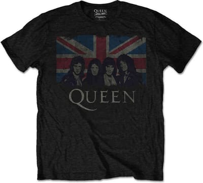 Queen - Vintage Union Jack Kinder T-shirt - Kids tm 4 jaar - Zwart