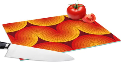 Glazen Snijplank - 28x20 - Design - Retro - Rood - Abstract - Snijplanken Glas