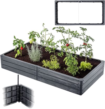 KADAX Verhoogd Tuinbed voor Groenten, Bloemen en Kruiden - Plantenbed, Kruidenbed, Groentebed, Bloembed - Bloemperk van Kunststof