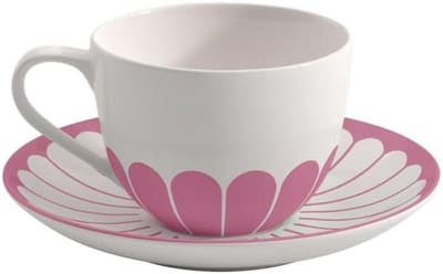 Koffiemok met schotel - Kop en schotel - Theedrinken - Bloemenpatroon - 160 ml - Roze