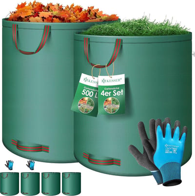 Set van 4 XL Tuinzakken 500L - Zelfstaand & Robuust met Handvatten en Tuinhandschoenen
