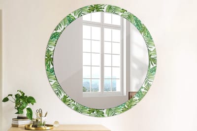 Coloray Bedrukte Spiegel - Junglebladeren Spiegel Met Print - 100 cm - Groente Bedrukte Spiegel - Spiegel Met Print - Wandspiegel Met Print - Wandspiegel Decoratieve Print