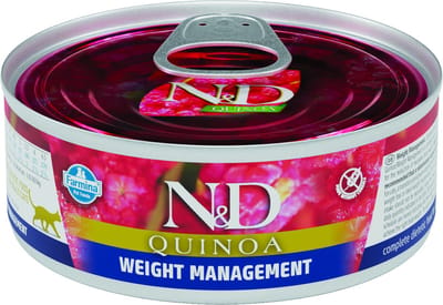 N&D Quinoa natvoeding voor de kat Weight Management Lam 80 gr. - per 24 stuks