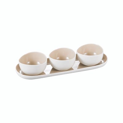 Bricard Colmar Schaaltjesset 4-delig – Tijdloos Porselein in Wit/Taupe
