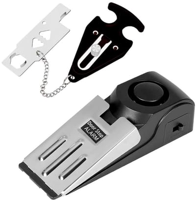 2-delige set Deurstopper Alarm - 120dB Inbraak Alarm - Anti Inbraak Alarm - Inclusief Batterijen - Inbraakbeveiliging - Deuralarm voor Hotel, Thuis, Reizen, Beveiliging - Geen Installatie Nodig - Kunststof - Extra Anti-Diefstal Deurslot