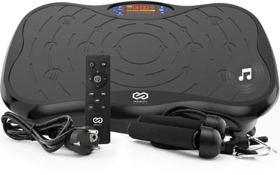 Infinity Goods Trilplaat Premium - Trilplaat Fitness - Inclusief Weerstandsbanden En Handvatten - Powerplate - 5 Tainingsprogramma’s - 99 Snelheidsniveaus - Bluetooth Muziek - Zwart
