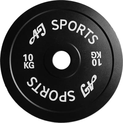 AJ-Sports Olympische Halterschijf 10 kg – Gietijzer – 50 mm Boring – Tri-Grip met 3 Handgrepen – Zwart – Per Stuk