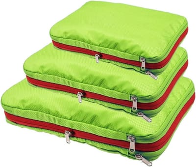 Reisorganizer Set - Koffer Organizer - Kleding Opbergen - Dubbellaags Compressie - 3 Delig - Groen