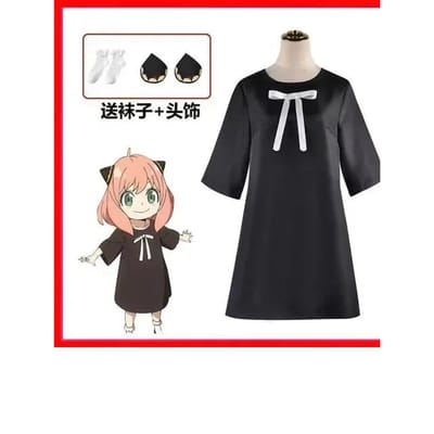 Nouveau Costume Cosplay Anya Faker Spy X Family 3 Pièces Robe Femme Ensemble Uniforme Noir Complet Halloween Carnaval Fête Robes kid160 black