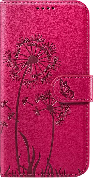 Zanae, Portemonneehoesje Geschikt voor Apple iPhone 17 Premium Design Bloemen Vlinder, Rood