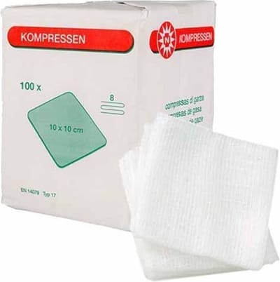 Nobatop - katoenen gaaskompres 8-laags - 10x10cm - 100 stuks - niet steriel